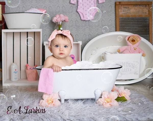Kate Bath Time Baby Backdrop Summer Rubber Ducks and Bubbles Photos Designed by Erin Larkins -UK