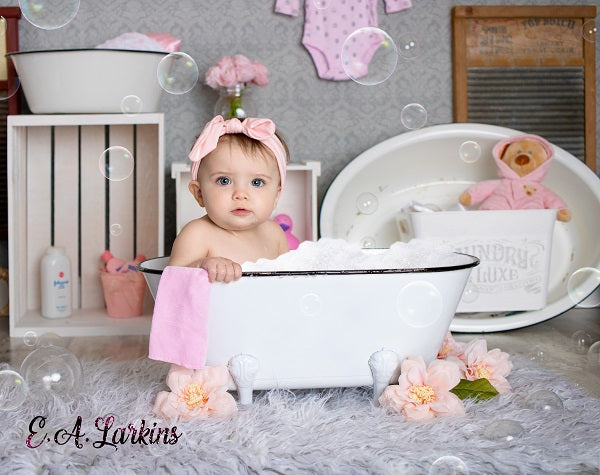 Kate Bath Time Baby Backdrop Summer Rubber Ducks and Bubbles Photos Designed by Erin Larkins