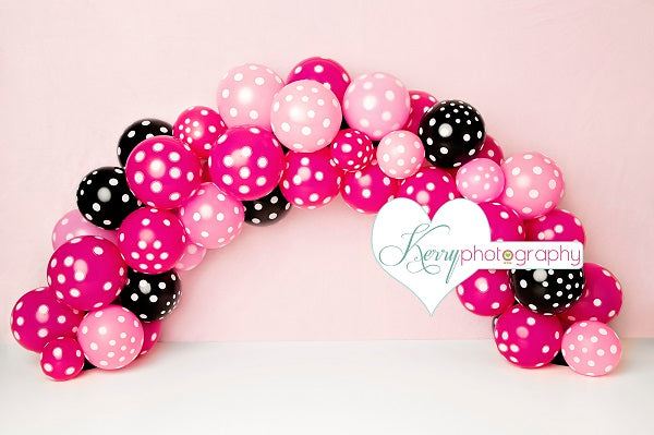 Kate Red Pink Black Speck Balloon Children Backdrop Designed by Kerry Anderson -UK
