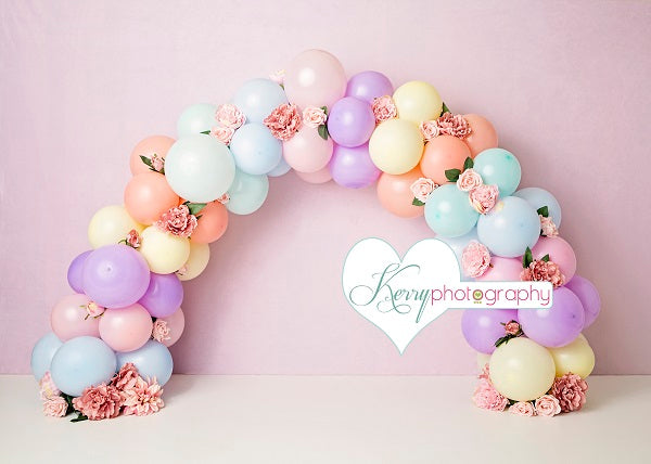 Kate Balloons Rainbow Birthday Backdrop Designed by Kerry Anderson -UK