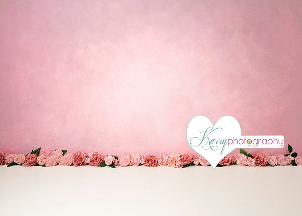 Kate Pink Floral for Children Birthday Backdrop for Photography Designed by Kerry Anderson -UK