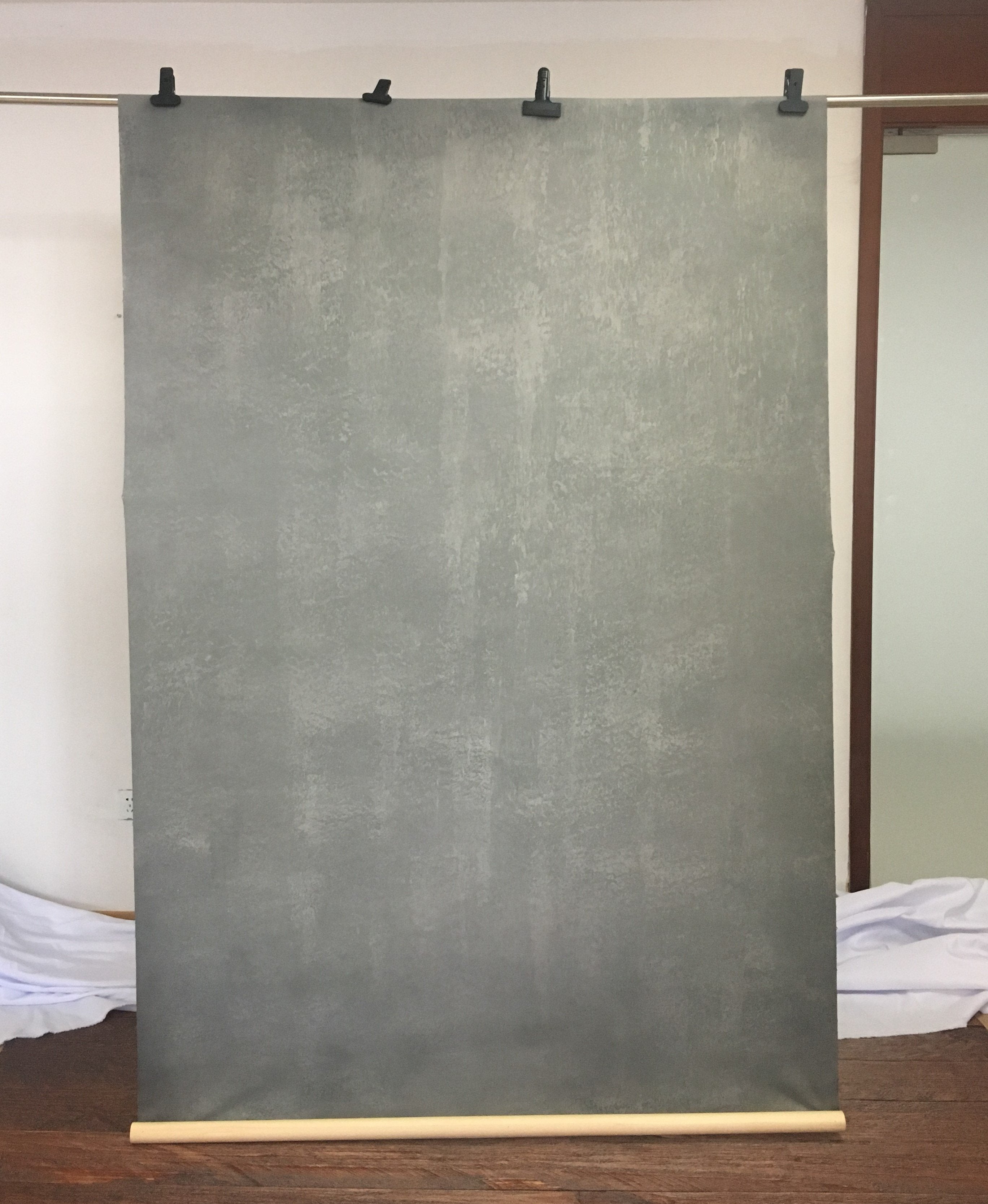 Kate Abstract Texture Cold Tones of Green and Grey Hand Painted Backdrops -UK