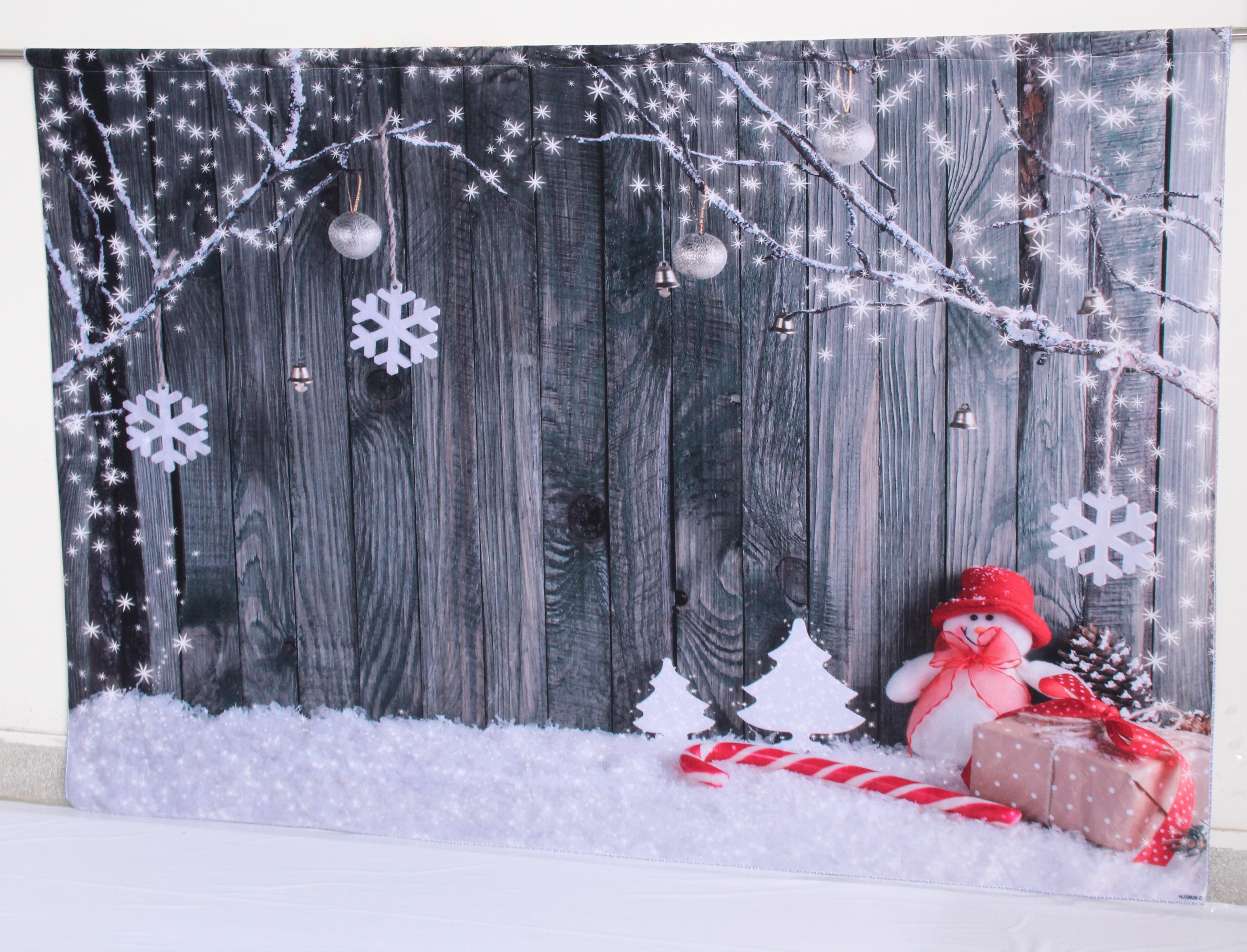 Kate Snowflake Outdoor Decoration Gray Wooden Background for Christmas Photography - Kate backdrop UK