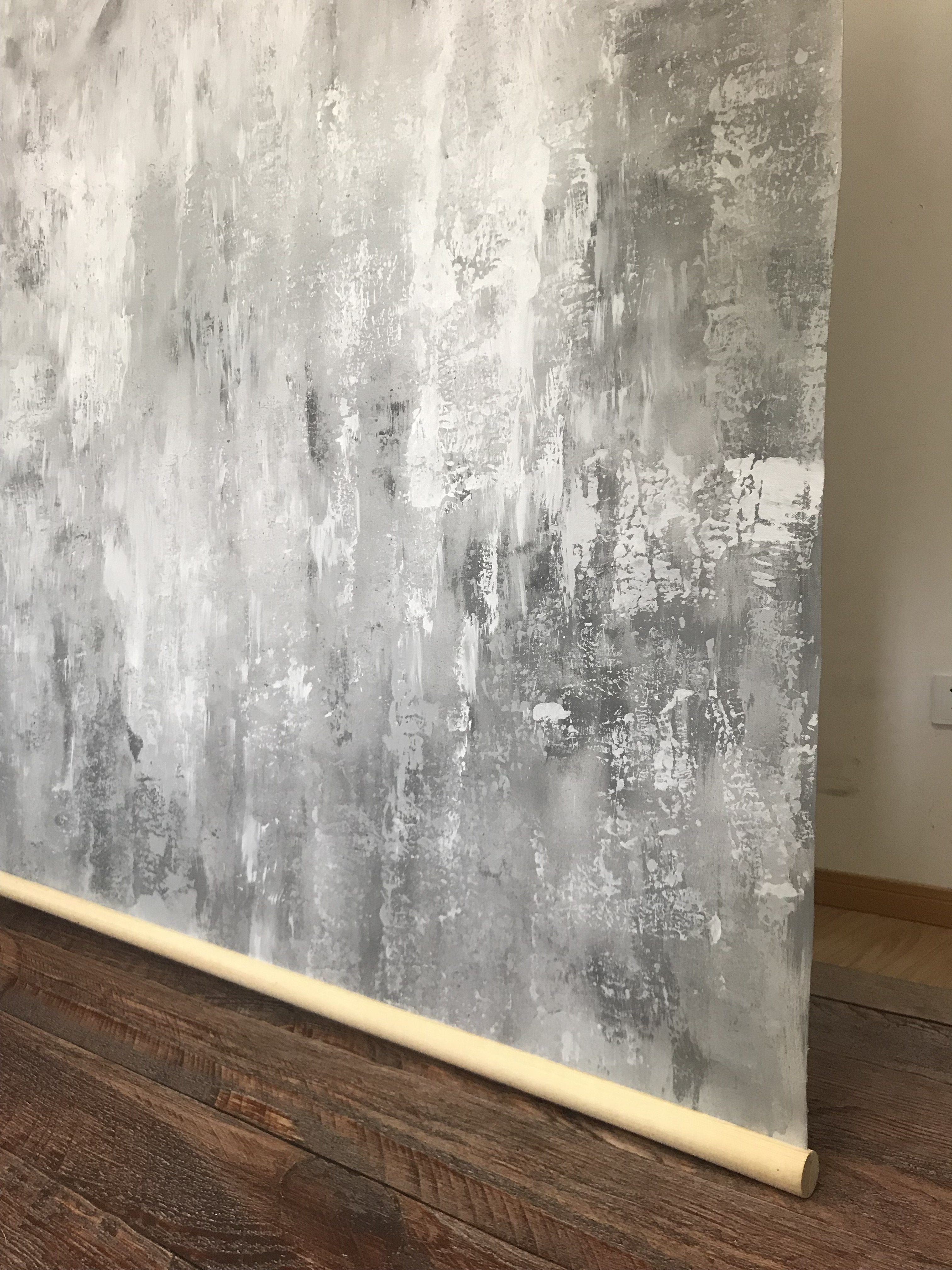 Kate Hand Painted Abstract Texture Bright Grey White Spray Backdrops -UK