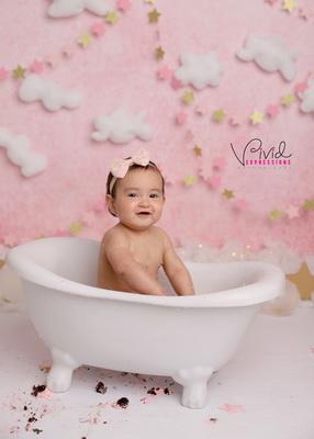 Kate Cake Smash Backdrop Pink & Gold Stars Designed by Melissa King -UK