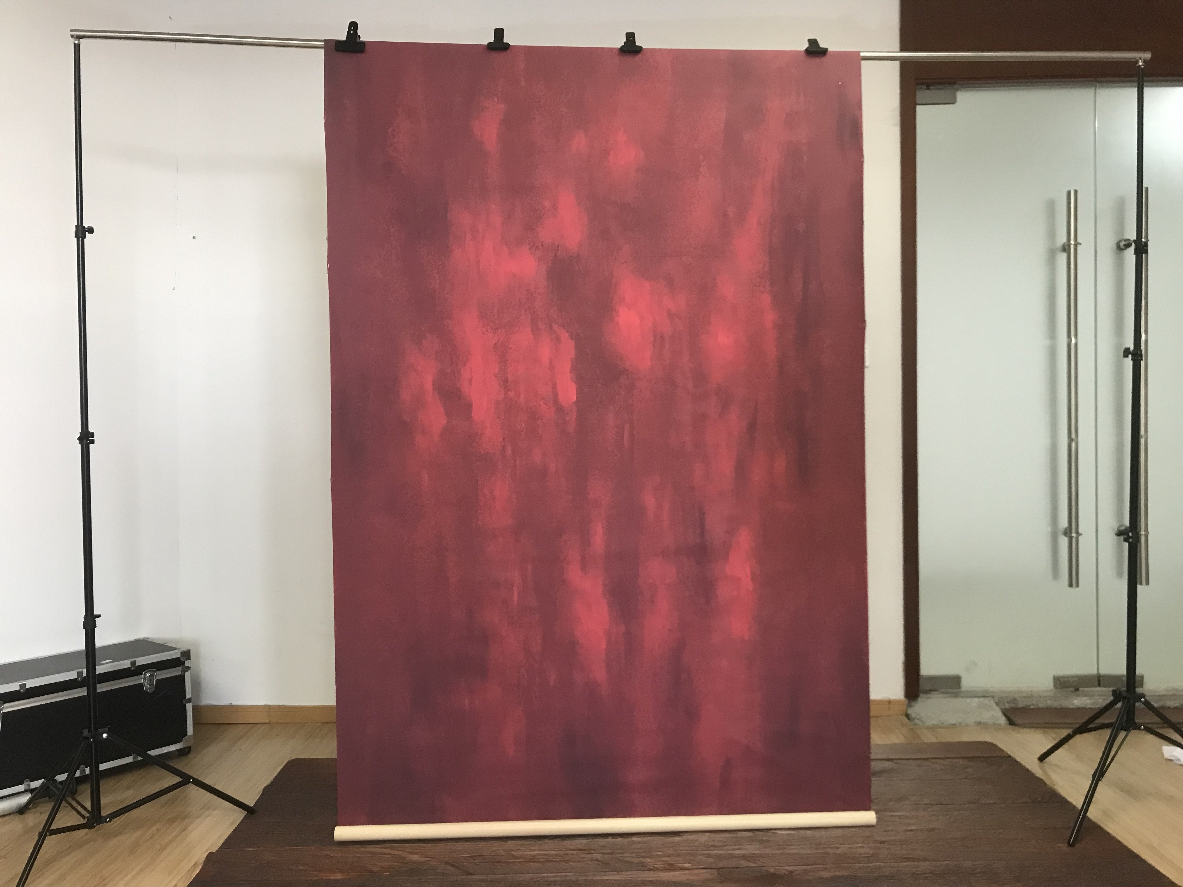 Kate Hand Painted Abstract Texture Red Color Backdrops -UK
