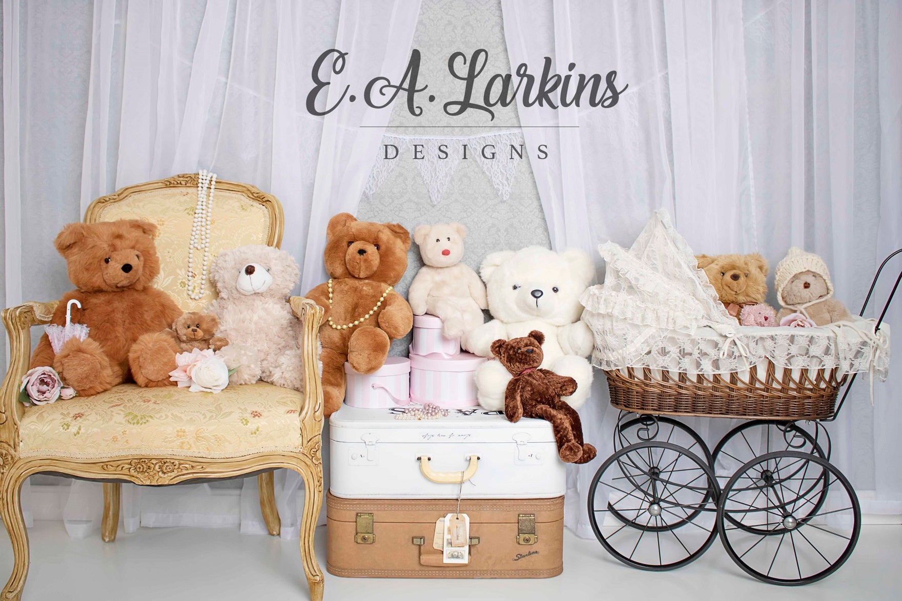 Kate Victorian Teddy Bear Backdrop for Photography Designed By Erin Larkins -UK