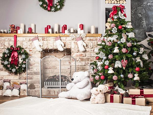 Kate Christmas Fireplace Decorations Backdrop Tree Background - Kate backdrop UK
