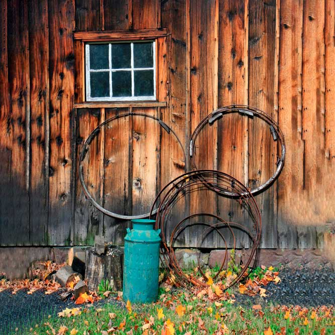 Kate Wood Wall White Windows Gas Bucket Retro Spring Backdrops -UK