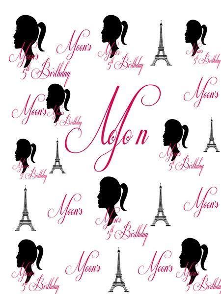 Custom Birthday Girl Backdrop Eiffel Towers