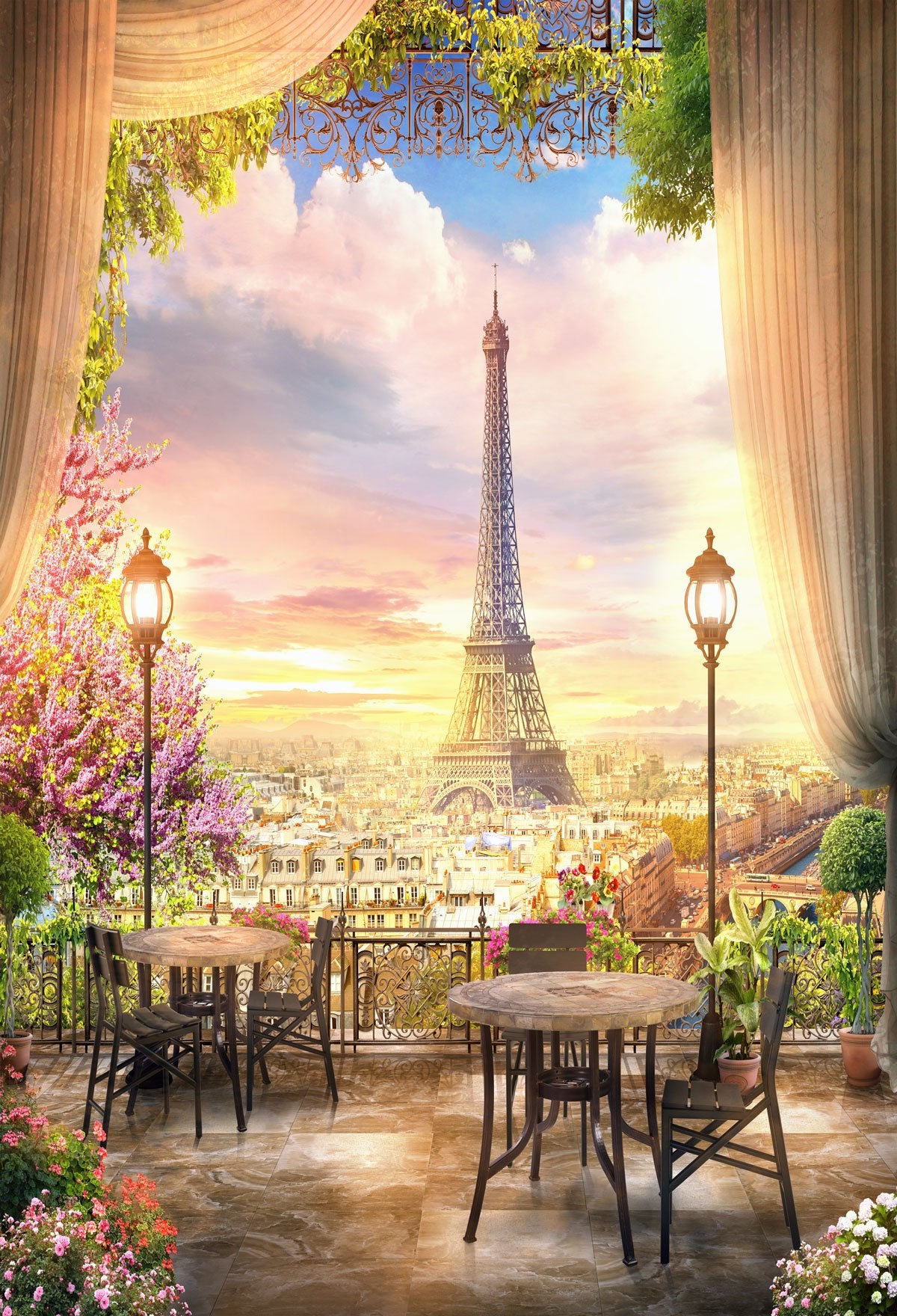 Kate Eiffel Tower Travel Sunset Backdrop for Photography - Kate backdrop UK