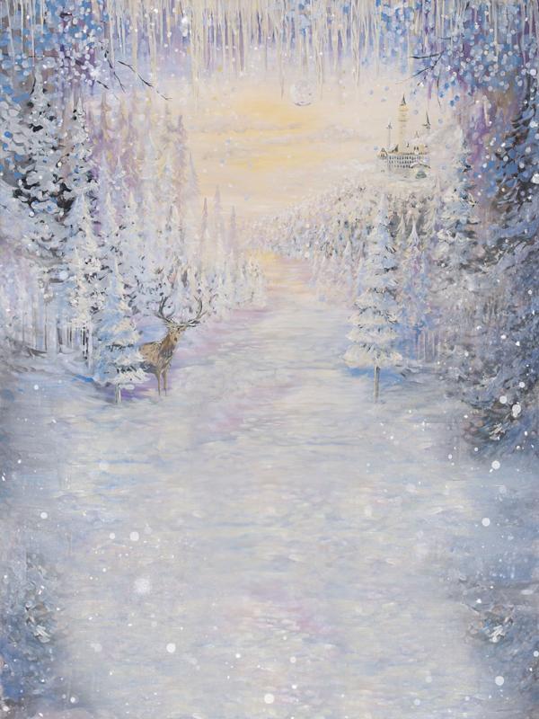 Kate Frozen Forest Deer Winter Painting Backdrop For Children Christmas Photography -UK