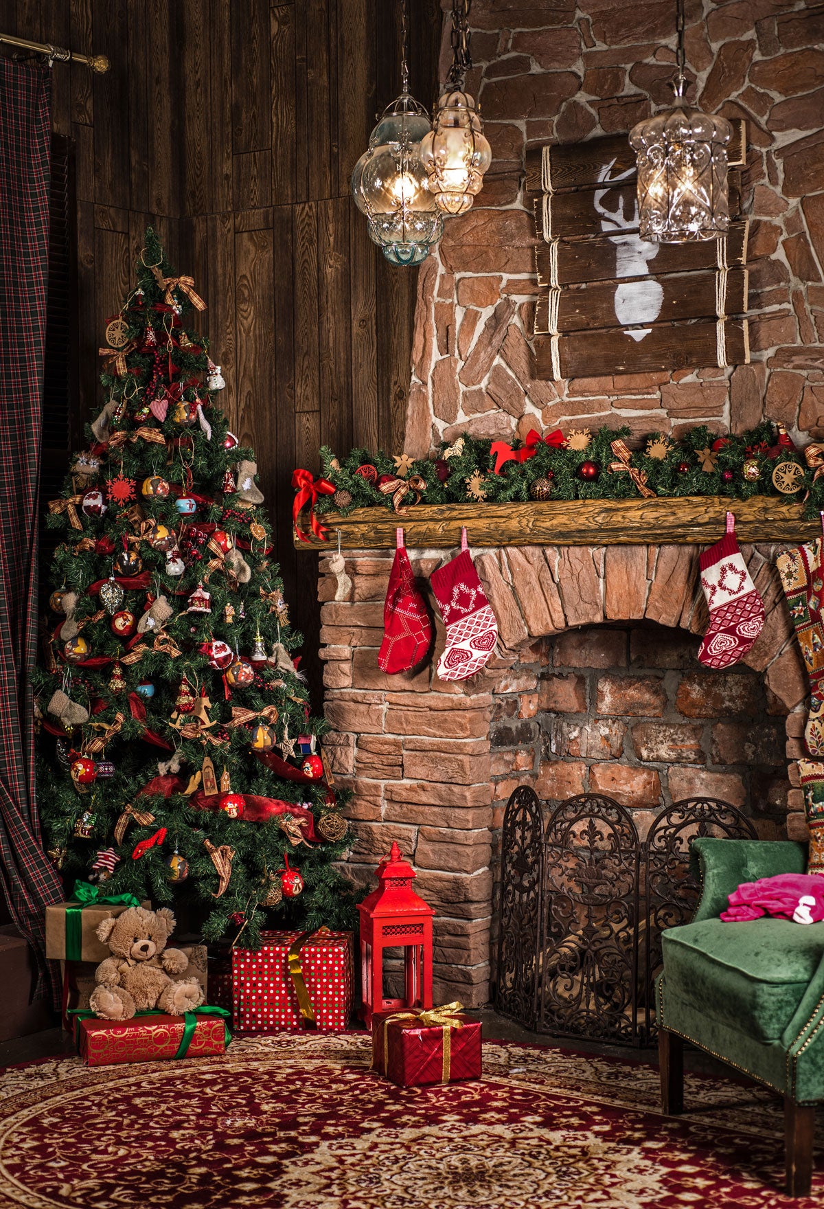 Kate Christmas Brown Interior Backdrop Photography - Kate backdrops UK