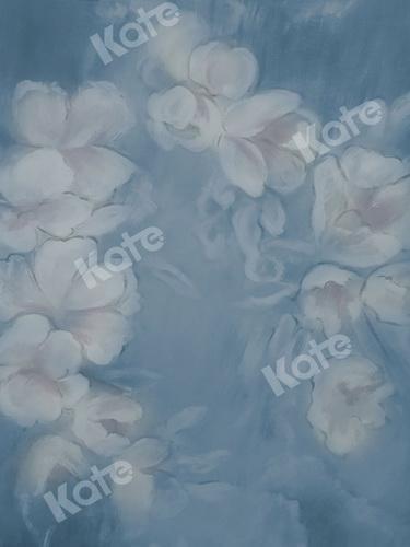 Kate Fine Art Blue Painting Flowers Backdrop for Photography -UK