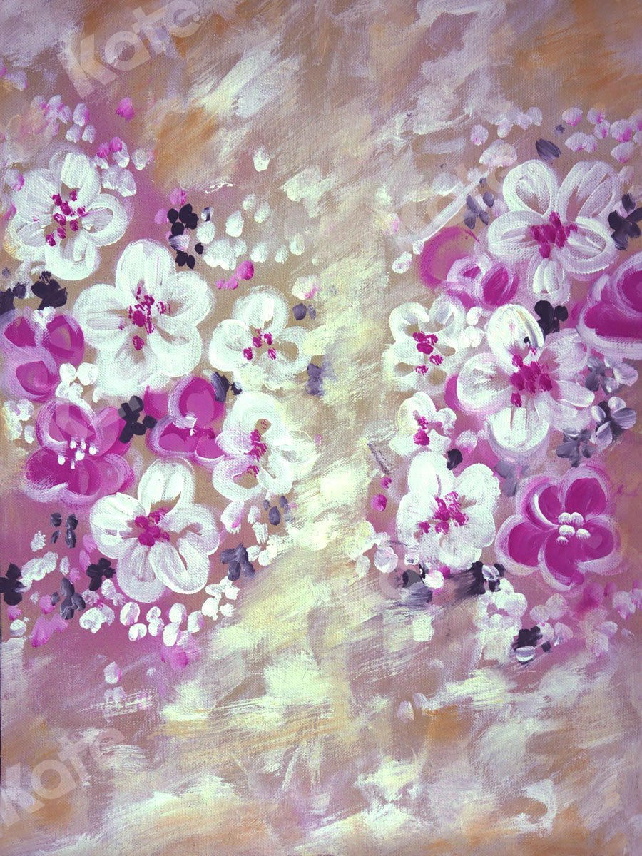 Kate Fine Art White and Rose Florals Backdrop for Photography -UK