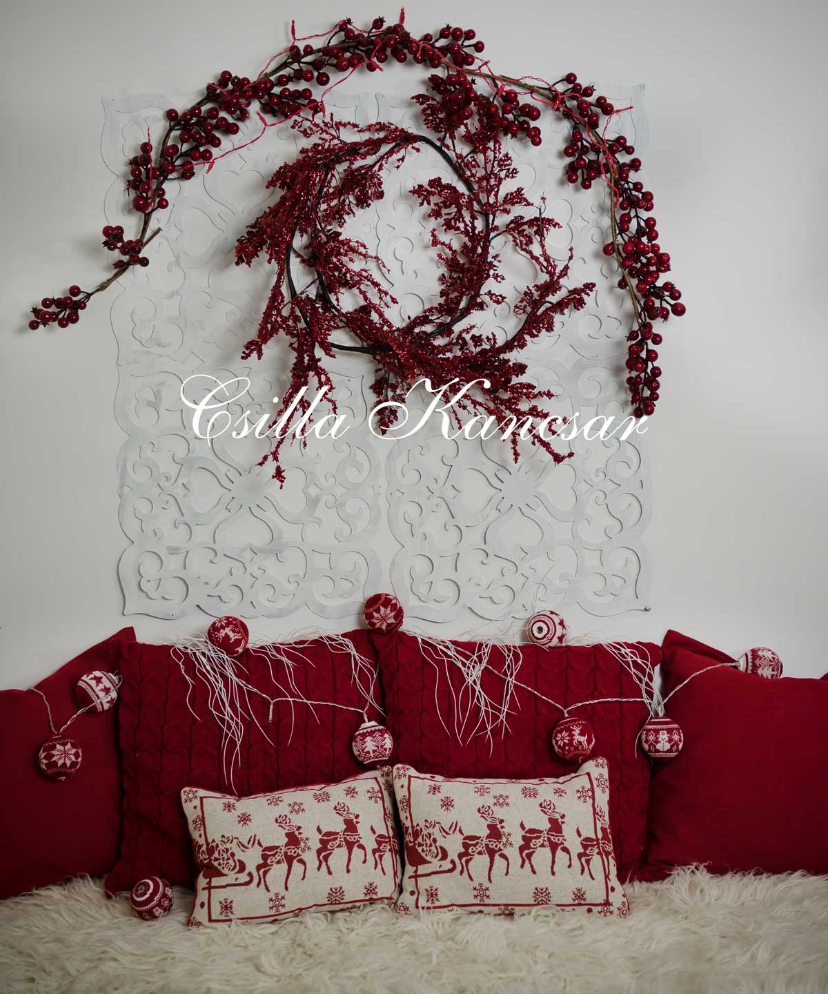 Kate Headboard Red Backdrop Designed by Csilla Kancsar -UK