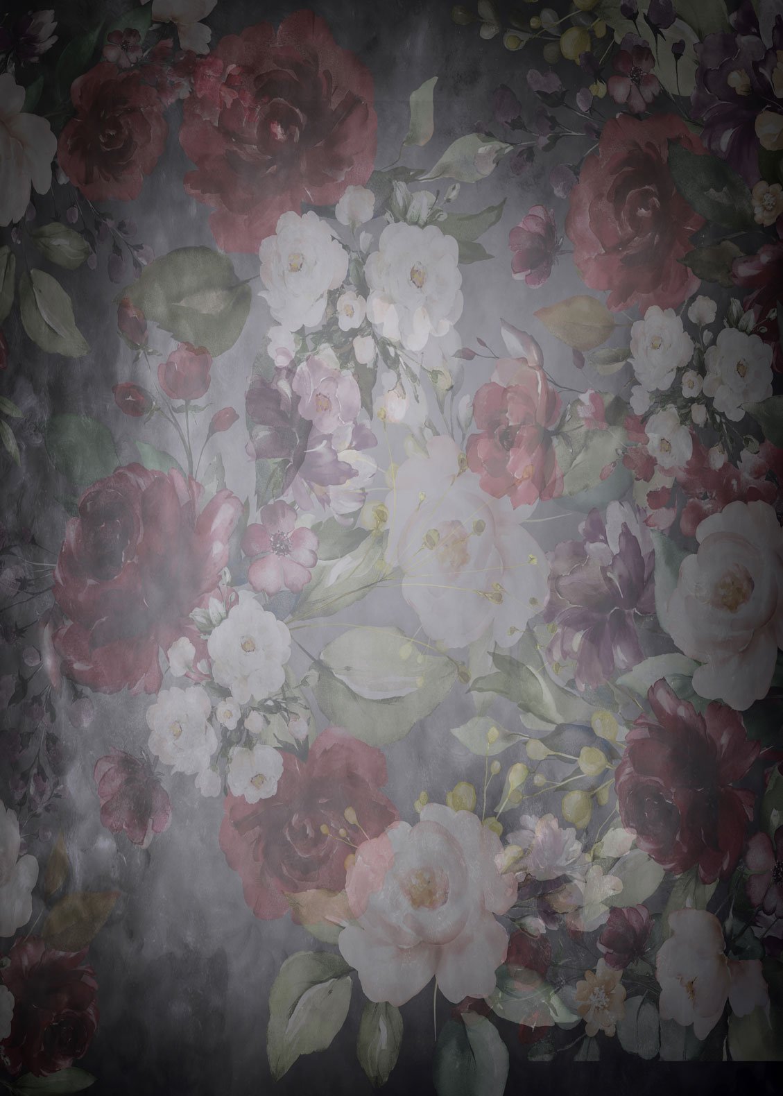Kate Fine Art Floral Black Retro Backdrop designed by Arica Kirby -UK