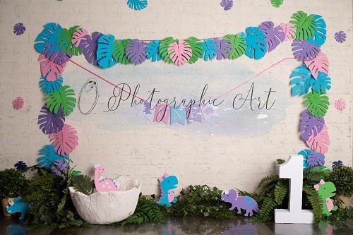 Kate Girly Dino Backdrop for Photography Designed by Jenna Onyia -UK
