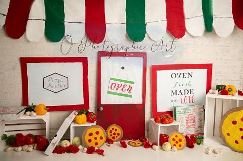 Kate Pizza Parlor Backdrop for Photography Designed by Jenna Onyia -UK