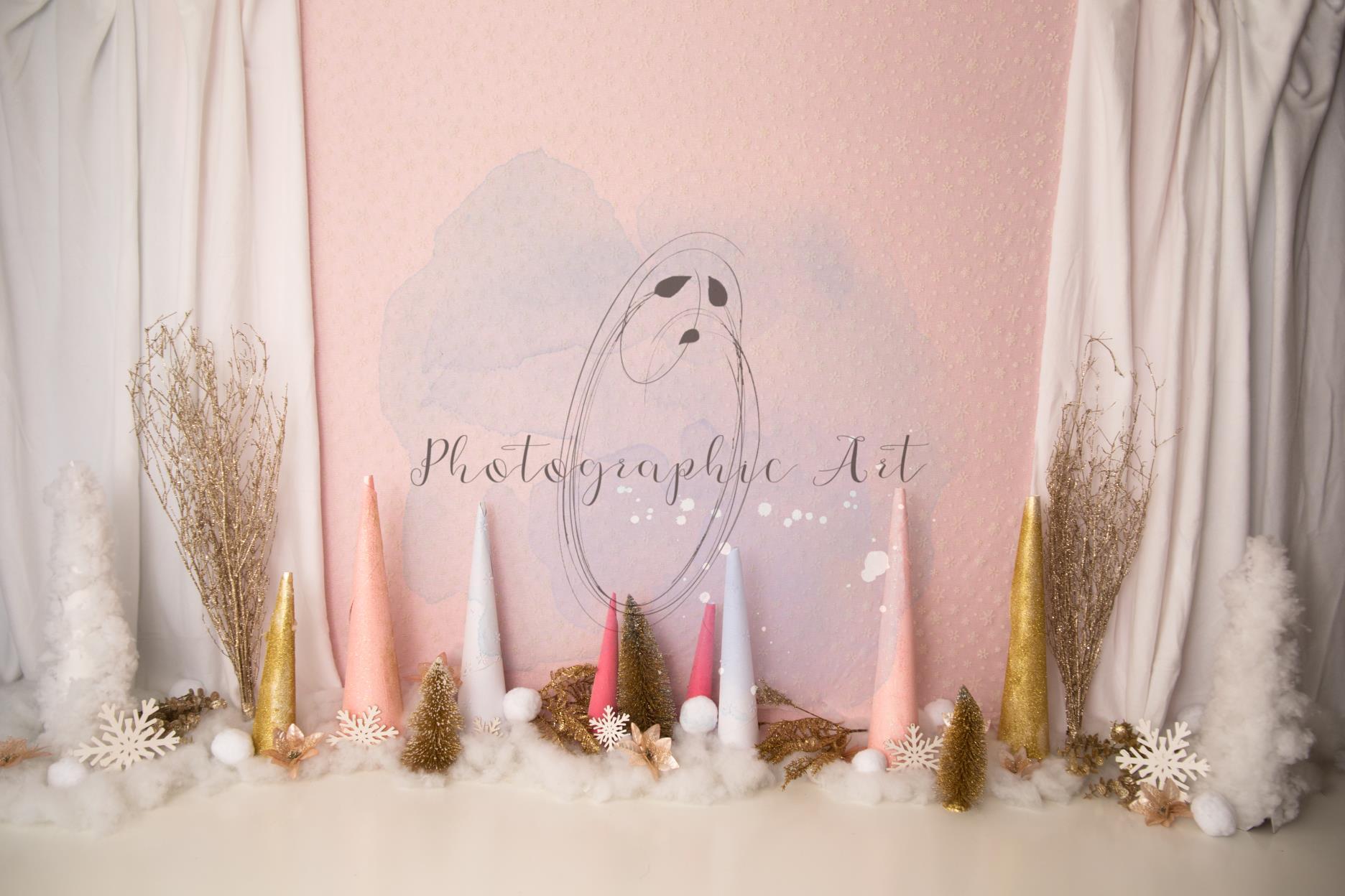 Pink Sparkly Winter Wonderland Backdrop