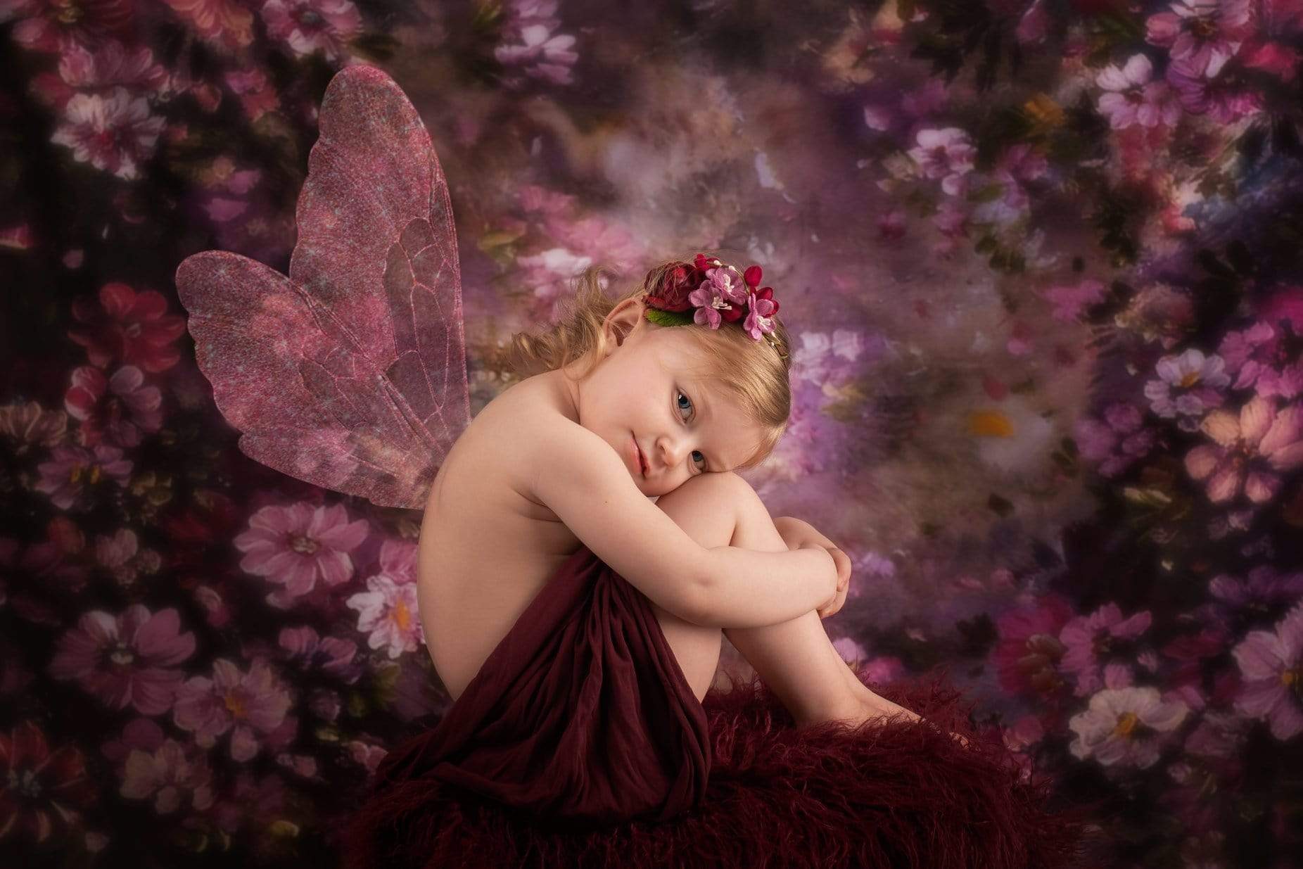 Kate Pink Flower Dark Color Backdrops for Photography -UK