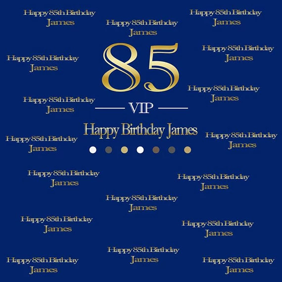Kate Happy Birthday Royal Blue and Gold Yellow Photography Backdrops for Party -UK