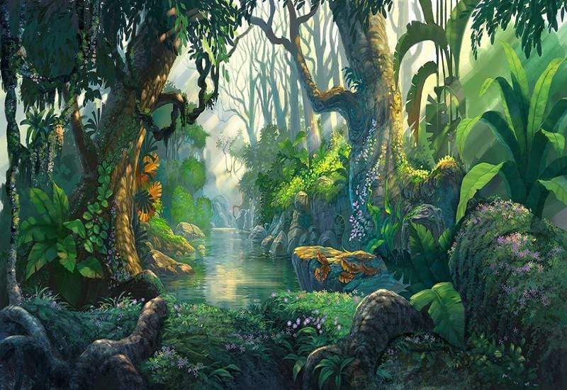 Kate Jungle Theme Backdrop Scenery Green Forest Tree Backdrop -UK