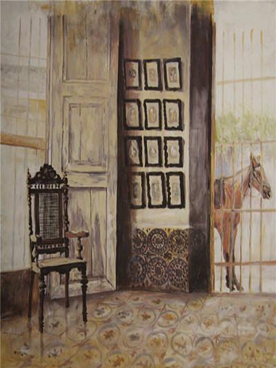 Kate Backdrop Paint Style Inroom Chair Wall Picture Horse Photography Background for Kids