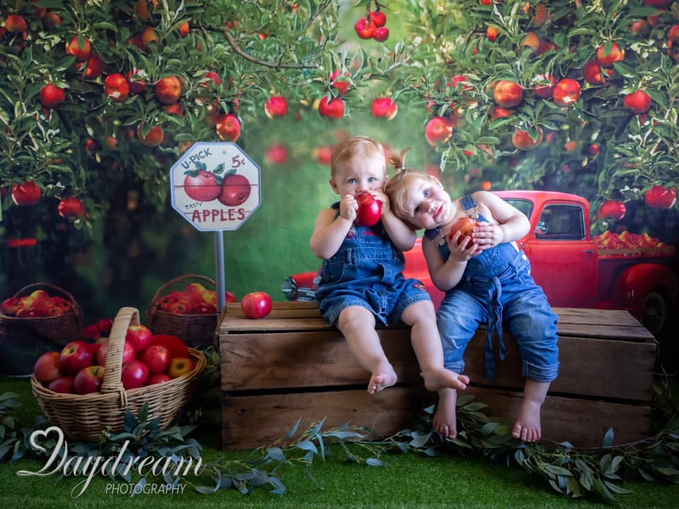 Kate Apple Orchard Red Truck Backdrop Designed by Rosabell Photography -UK