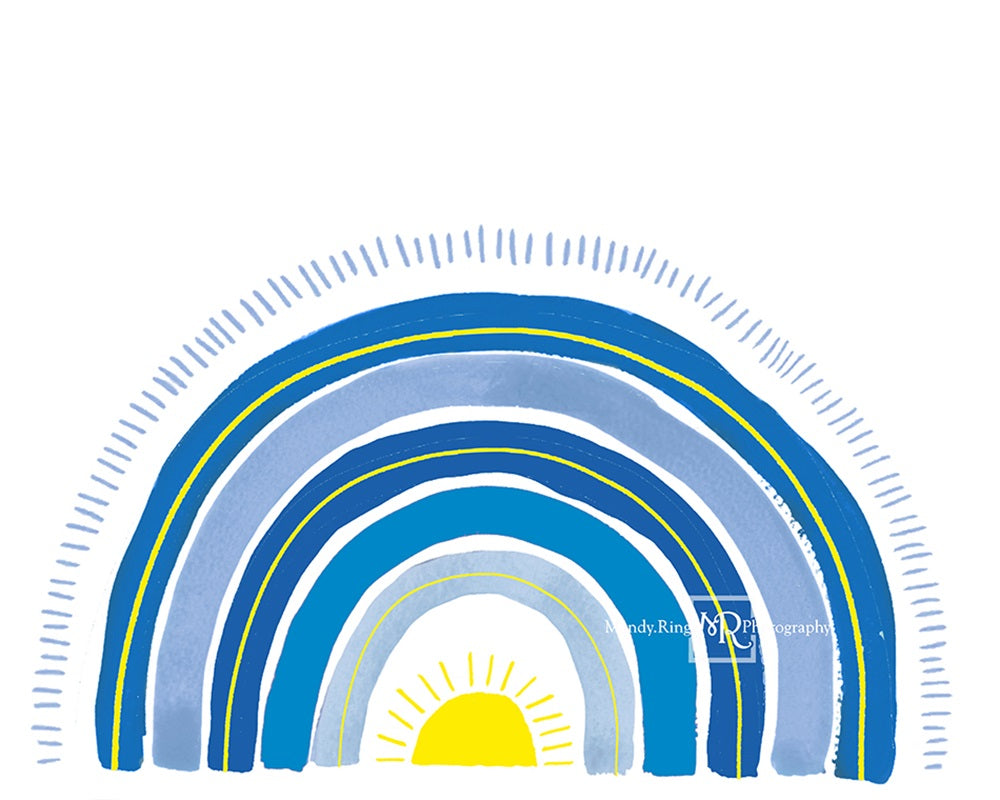 Kate Blue Rainbow Cake Smash Backdrop Designed by Mandy Ringe Photography -UK