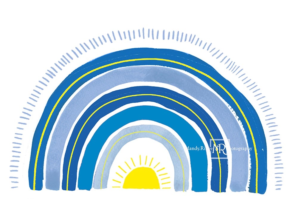 Kate Blue Rainbow Cake Smash Backdrop Designed by Mandy Ringe Photography -UK