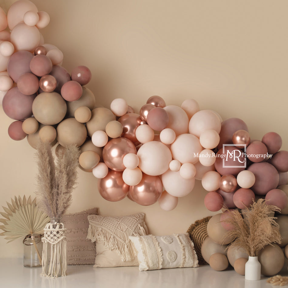 Kate Beige Boho Balloons Pillows Backdrop Designed by Mandy Ringe Photography -UK