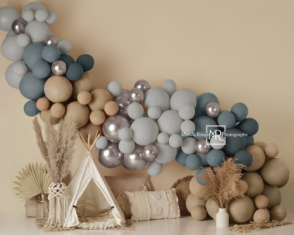Kate Boho Balloons Tent Matte Backdrop Designed by Mandy Ringe Photography