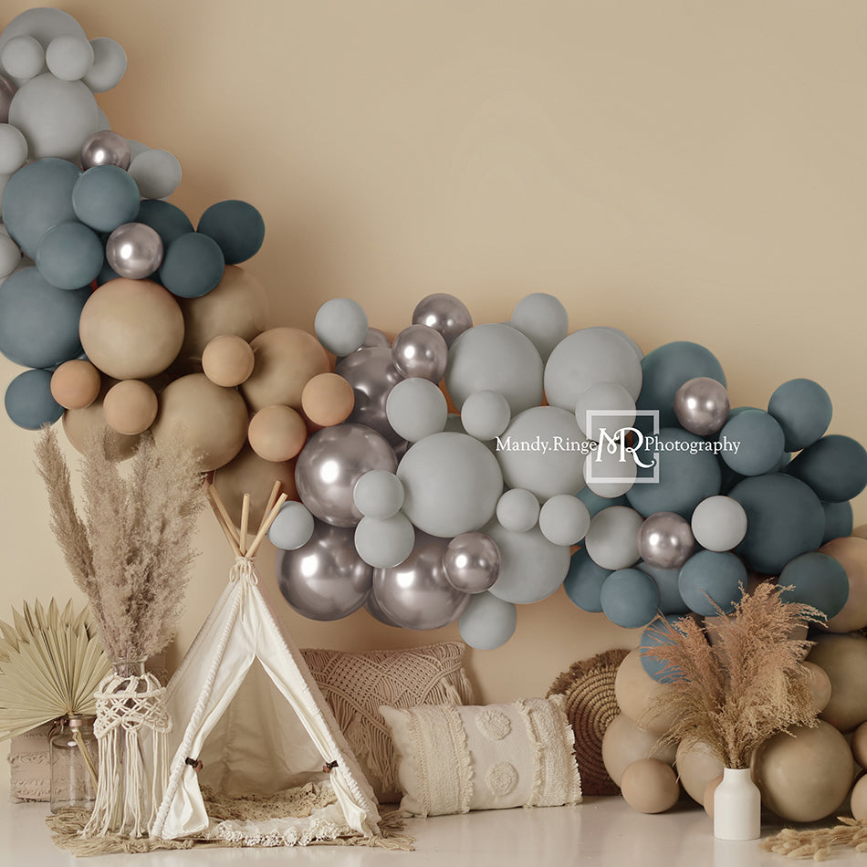 Kate Boho Balloons Tent Matte Backdrop Designed by Mandy Ringe Photography