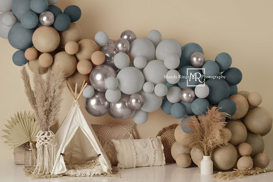 Kate Boho Balloons Tent Matte Backdrop Designed by Mandy Ringe Photography