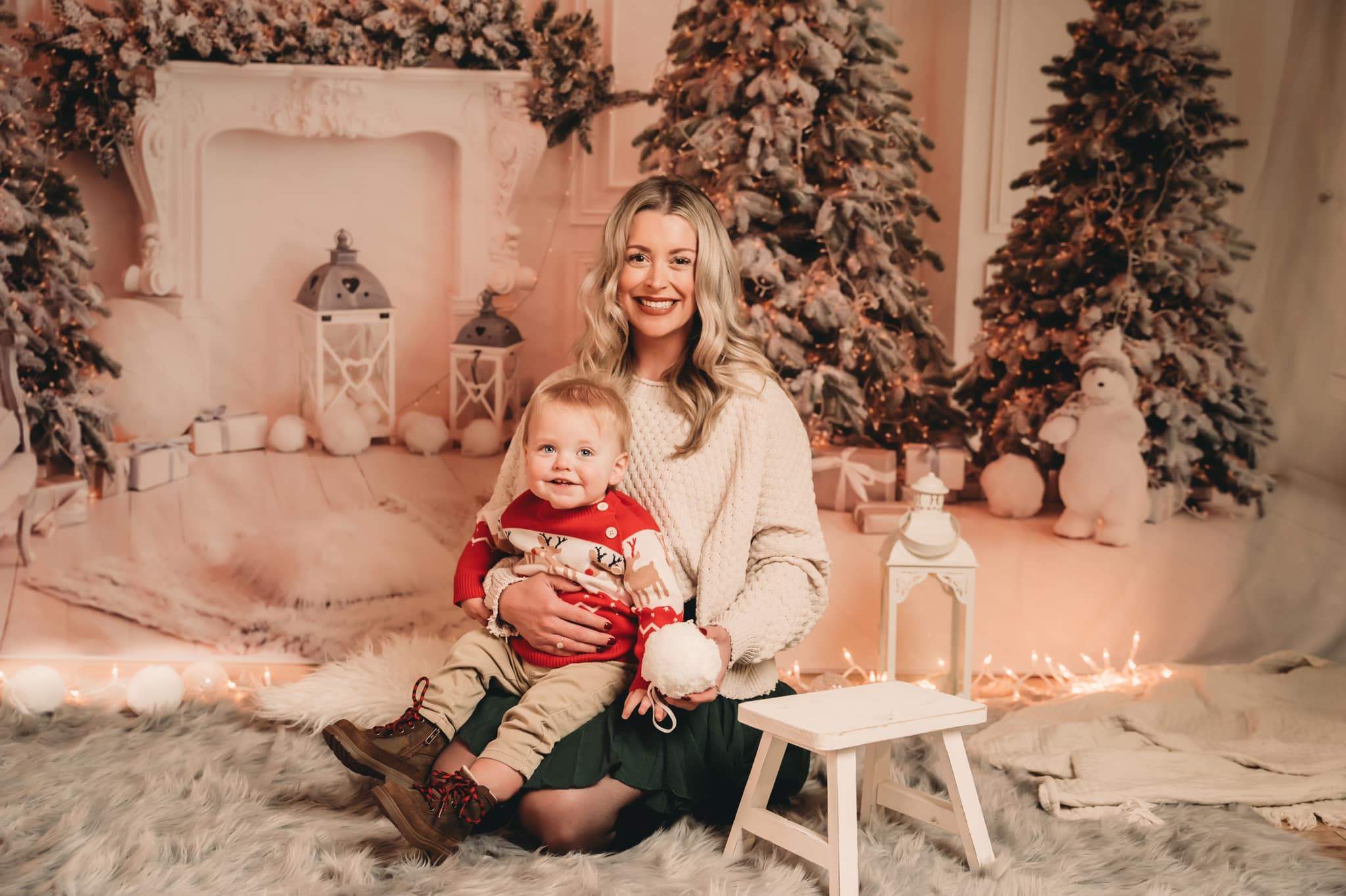 Kate Christmas Trees Bear White Backdrop for Photography -UK