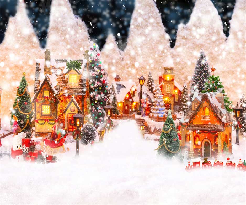 Kate Christmas Town Castle Winter Backdrop for Photography -UK