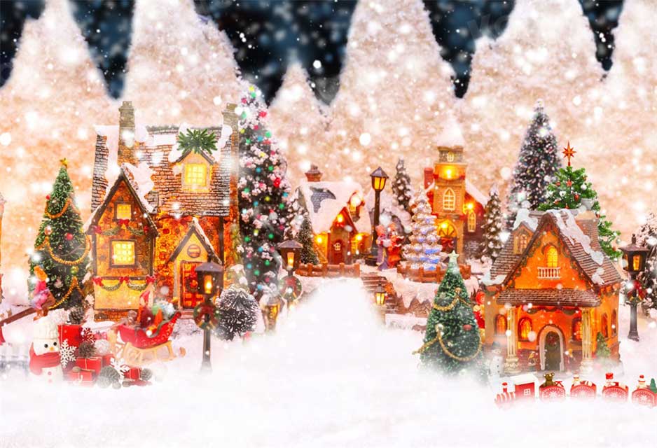 Kate Christmas Town Castle Winter Backdrop for Photography -UK