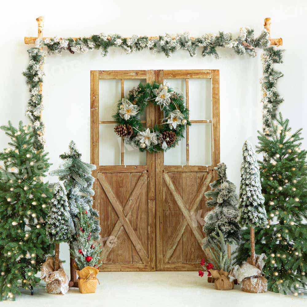 Kate Christmas Tree Barn Door Wood Backdrop Designed by Emetselch -UK