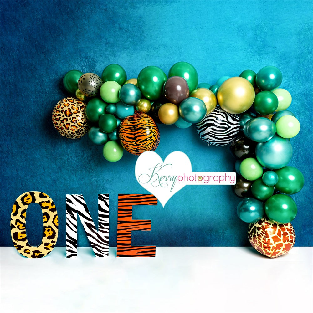 Kate Wild Jungle 1st Birthday Backdrop for Photography Designed by Kerry Anderson -UK