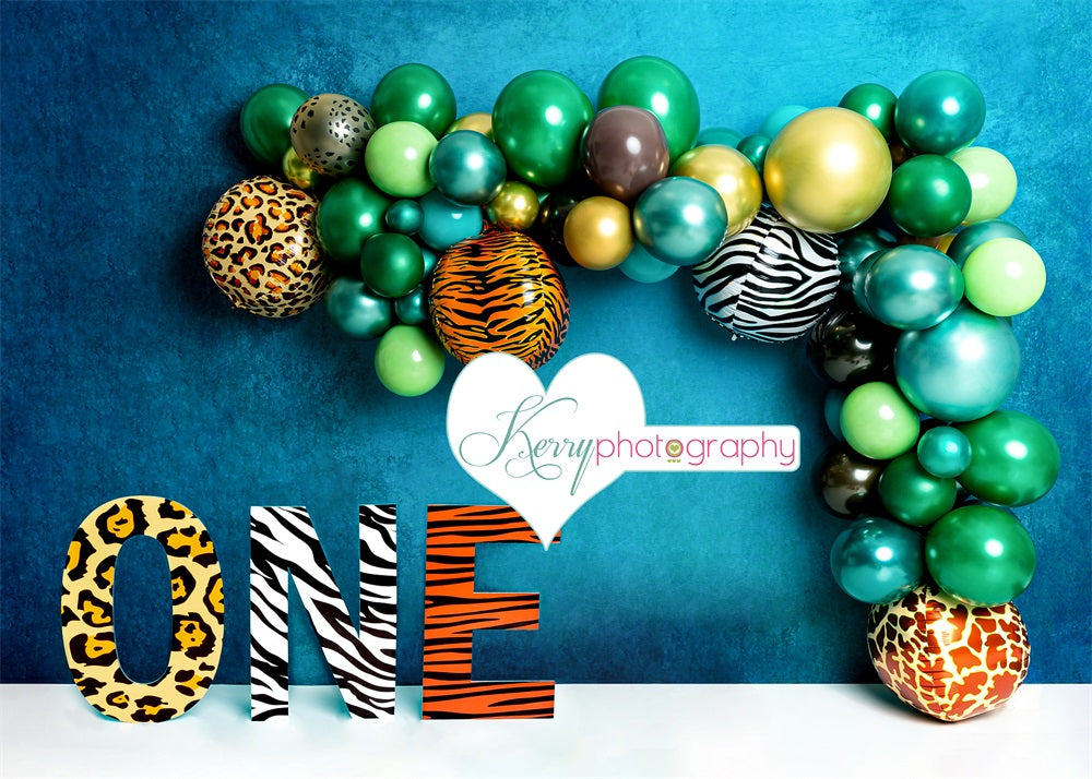 Kate Wild Jungle 1st Birthday Backdrop for Photography Designed by Kerry Anderson -UK