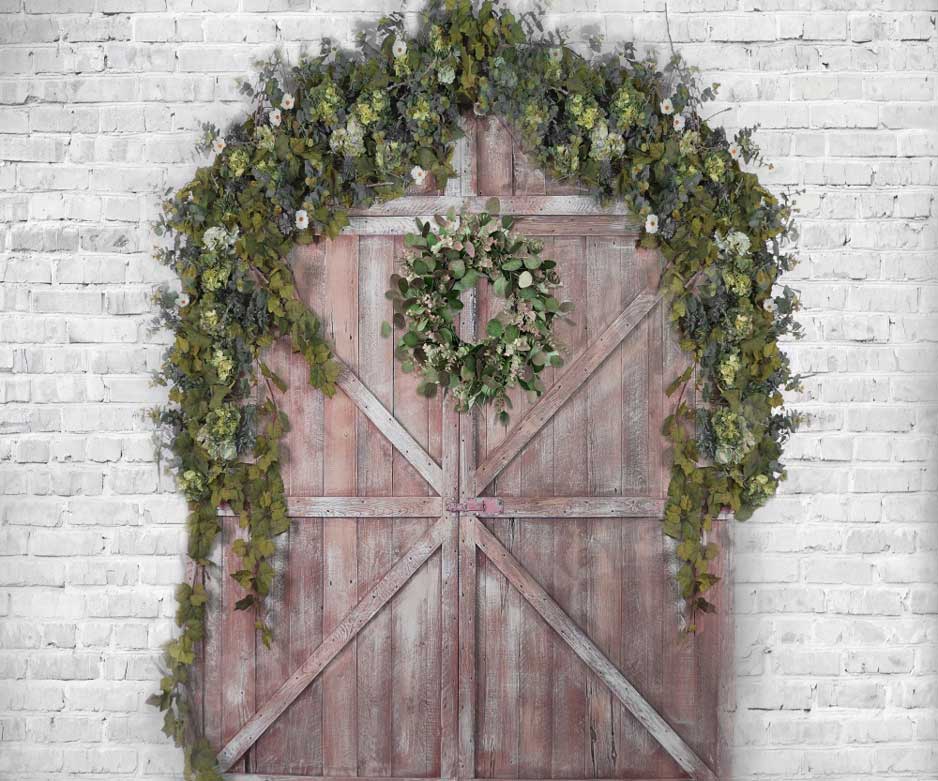 Kate Spring Barn Door Brick Wall Backdrop for Photography -UK