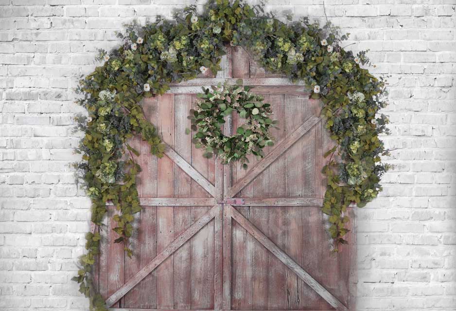 Kate Spring Barn Door Brick Wall Backdrop for Photography -UK