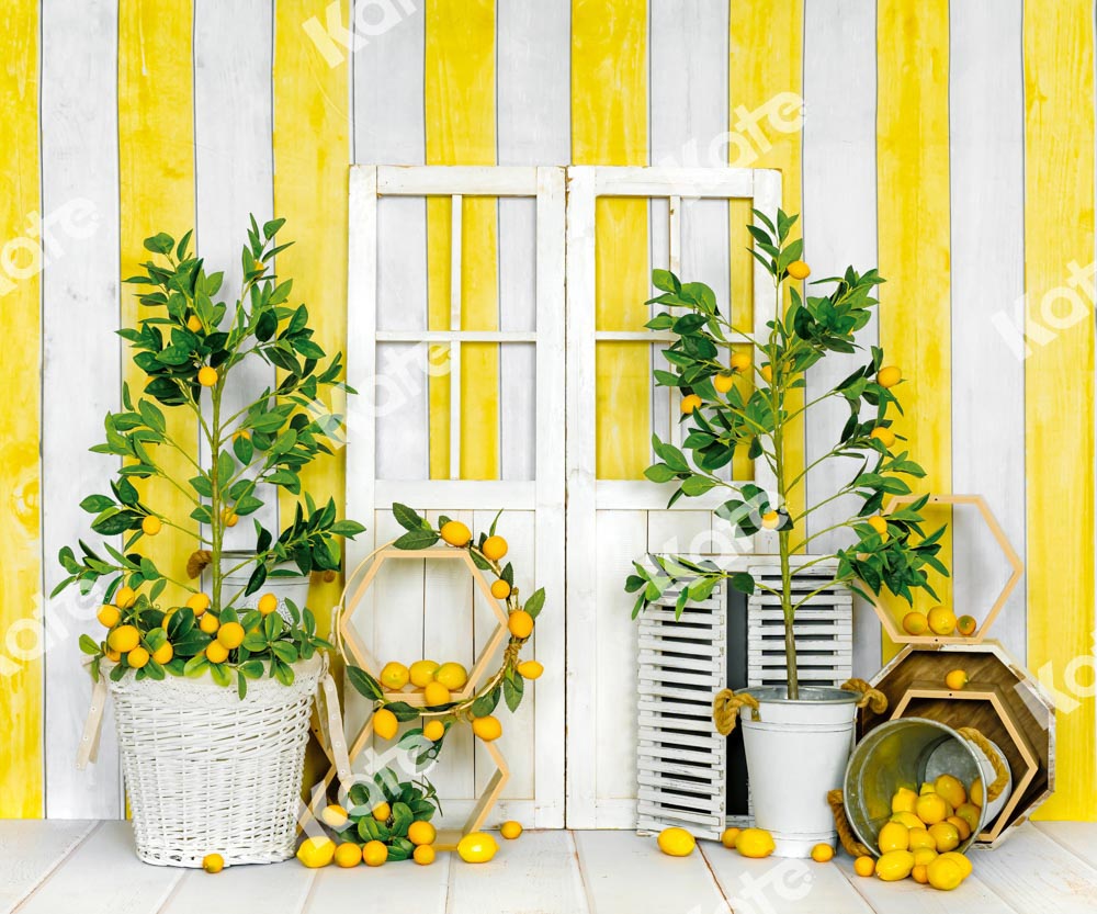Kate Summer Lemon Backdrop Yellow Stripes Designed by Emetselch -UK