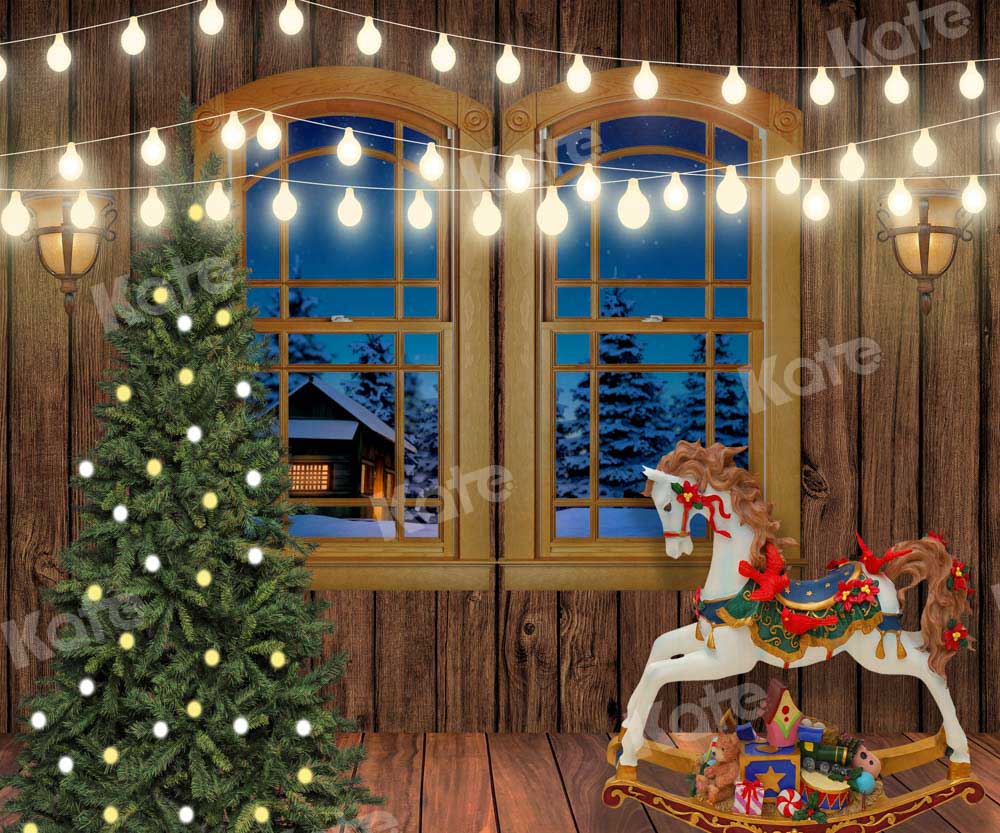 Kate Christmas Horsey Wooden Window Backdrop Designed by Chain Photography -UK