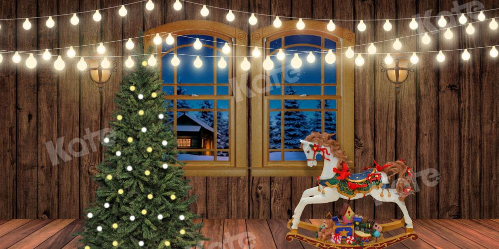 Kate Christmas Horsey Wooden Window Backdrop Designed by Chain Photography -UK