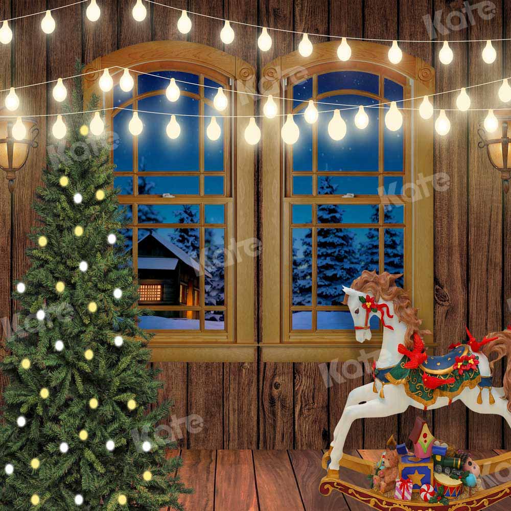 Kate Christmas Horsey Wooden Window Backdrop Designed by Chain Photography -UK
