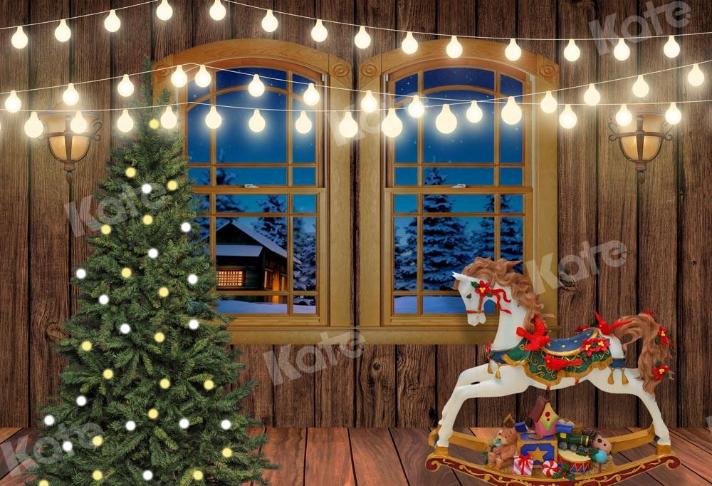 Kate Christmas Horsey Wooden Window Backdrop Designed by Chain Photography -UK
