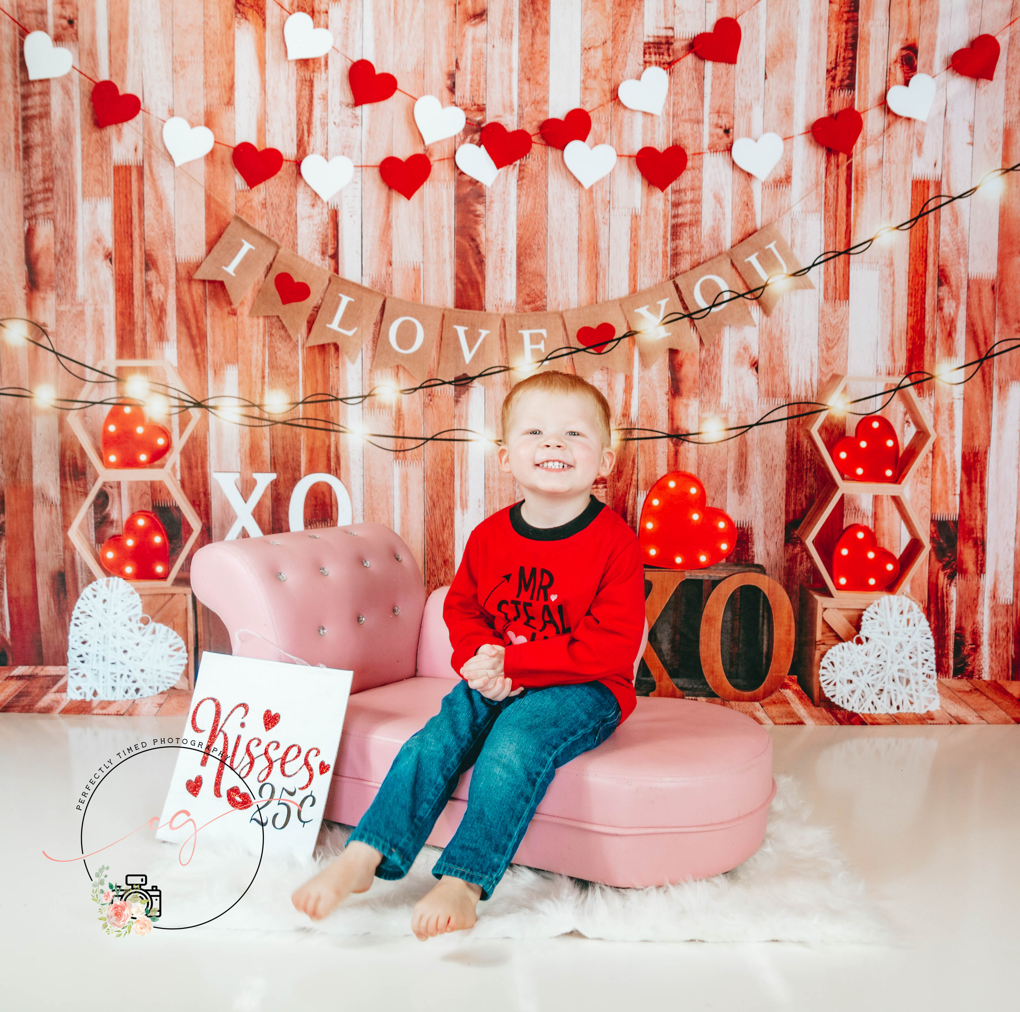 Kate Valentine's day Backdrop Light Love Heart Designed by Emetselch -UK