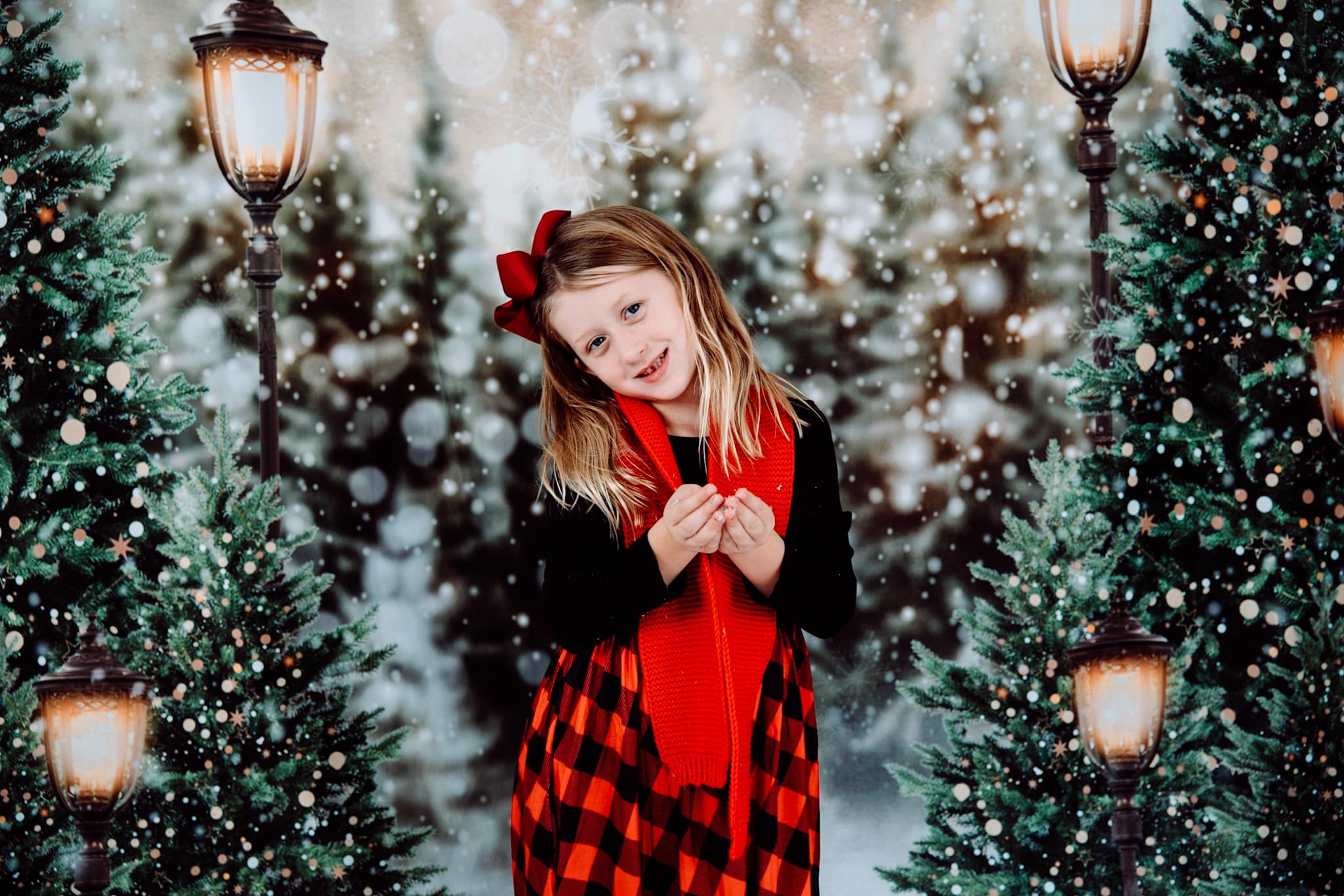 Kate Christmas Snow Forest Lights Backdrop for Photography -UK